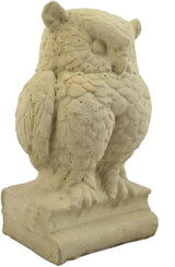 Modern Artisans Small Wise Owl Cast Stone Garden Statue, 8" Vintage-Style