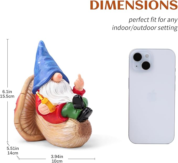 Middle Finger Gnome Statue Naughty Garden Gnomes Funny Drunk Gnome on Mushroom Indoor Outdoor Decoration for Yard Lawn Home Christmas Birthday Gag Gift