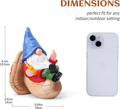 Middle Finger Gnome Statue Naughty Garden Gnomes Funny Drunk Gnome on Mushroom Indoor Outdoor Decoration for Yard Lawn Home Christmas Birthday Gag Gift
