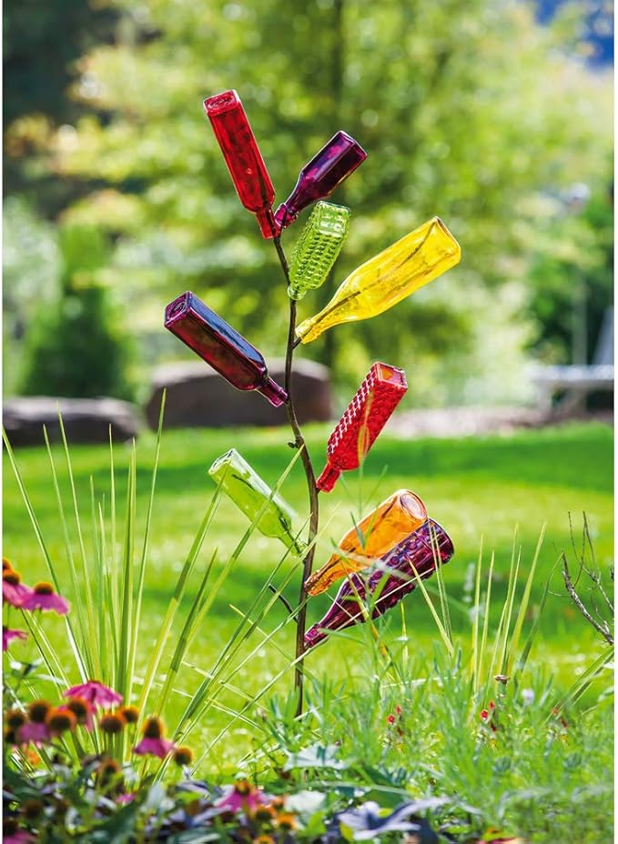 Evergreen Garden Glass Bottle Tree, Metal Bottle Trees for Garden Outside, Decorative Bottles Holder for Outdoor Wedding Christmas Party Decoration (Bottles Sold Separately)