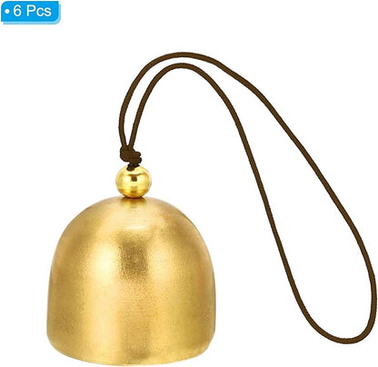 PATIKIL 6 Pcs Wind Chime, Hanging Bells Temple Bells Retro Outdoor Hanging Metal Chinese Wind Chime Round for Outside Garden Camping, Gold Brown