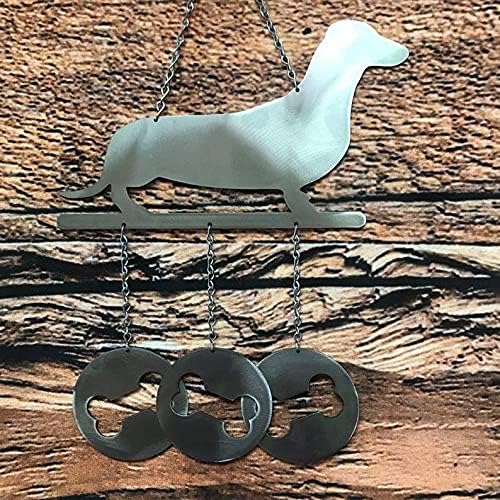 Dachshund Wind Chimes for Outside Hanging Outdoor Decor, Bird Dog Metal Wind Chimes with 4 Metal Tubes, Handworks Windchime for Garden Yard Patio Lawn Decorations (Dachshund)