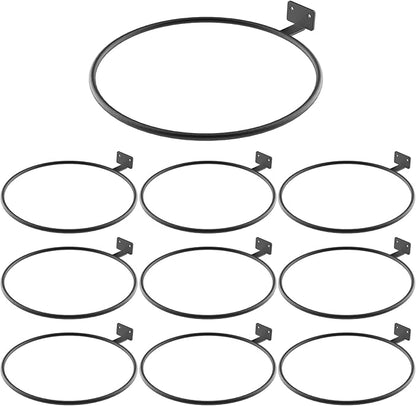 Wall Flower Pot Holder 8in 10Pack Ring Plant Hanger, Metal Planter Hooks Wall Mounted Bracket Heavy Duty for Outdoor Indoor Black