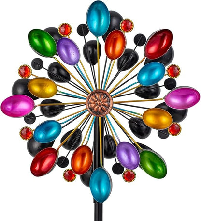 DREAMYSOUL Wind Spinners Outdoor, 360 Degree Rotation Colorful Wind Spinner for Yard and Garden, 4 Layers Metal Kinetic Wind Sculptures & Spinners