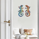 2Pcs Gecko Metal Sign Wall Art Indoor Outdoor Decor,Set of 2 Geckos Ornament Silhouette Bedroom Hanging Gifts for Birthday Housewarming,Lizard Decorate for Balcony Fence Garden Yard Patio Farmhouse