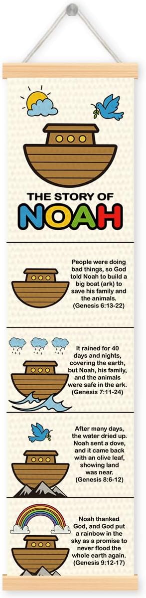 Noah's Ark Banner, Church Banner, Christian Rustic Hanging Door Flag, Farmhouse Decorations Outdoor Indoor, Church Activity Decor, Bible Lesson, Scripture and Words Decorations