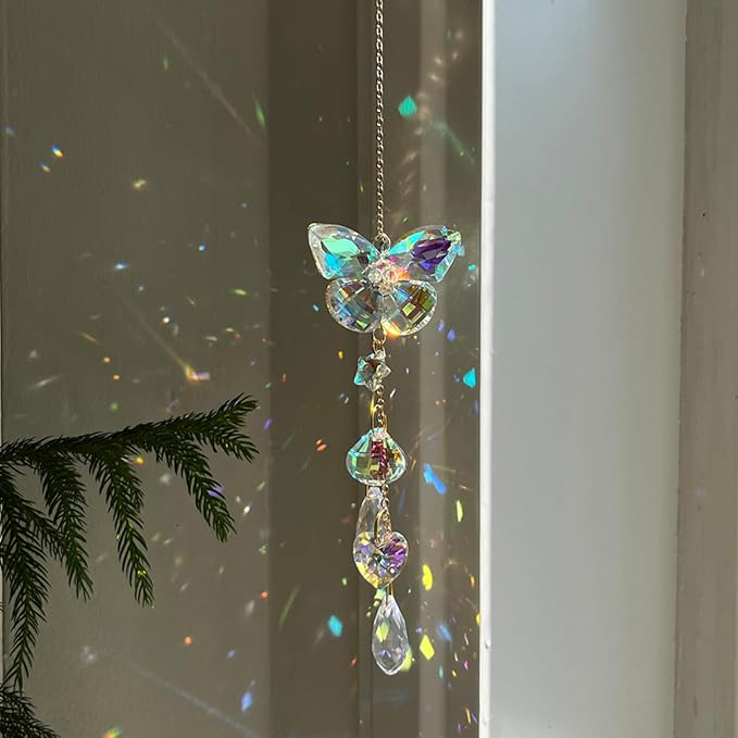 Crystal Butterfly Suncatcher Indoor Hanging for Windows Prism Sunlight Rainbow Maker Sun Catchers Sparkling Decor