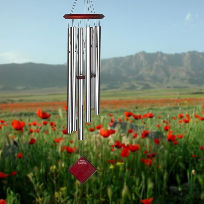 Woodstock Chimes Pluto Wind Chime for Outside 37" Silver Medium Tone Sound for Outdoor Garden, Patio, Porch Decor Gifts, Encore Collection, DCS37