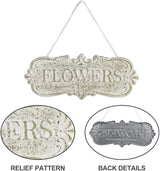 Chic Metal Garden Sign - Hanging Flower Sign Yard Decor - Rustic Farmhouse Backyard Outdoor Wall Decor