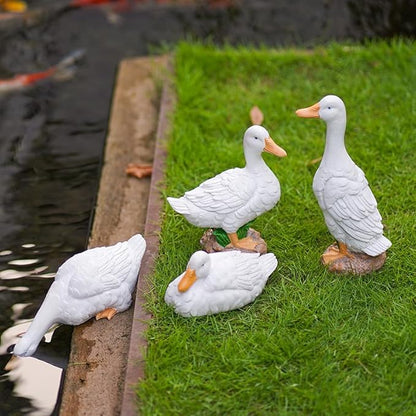 Drinking Duck Statue Outdoor Decor for Garden, Fairy Yard Figurines Home Sculptures for Lawn Patio Front Porch Backyard