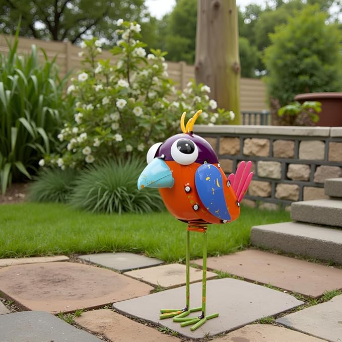 Metal Birds Garden Statue -Sparrow Decor Outdoor Sculptures -Garden Decor for Backyard,Patio,Porch,Home -Yard Art Gift for Birthday, Housewarming, Christmas