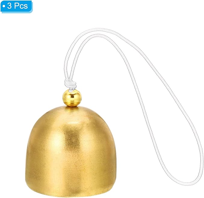 PATIKIL 3 Pcs Wind Chime, Hanging Bells Temple Bells Retro Outdoor Hanging Metal Chinese Wind Chime Round for Outside Garden Camping, Gold White