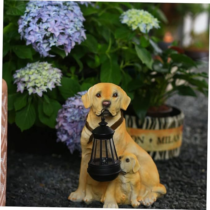 DECHOUS Solar Decor Creative Resin Animal Figurine Garden Ornament for Outdoor Lawn Unique Home Furnishing Accent for Courtyard and Patio Decor