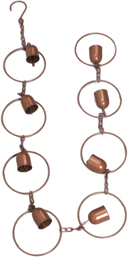 Hanging Rain Chime Metal Beautiful Sound Decorative Bell Shaped Rain Chain for Gutter Drainage Outside Garden, 47in