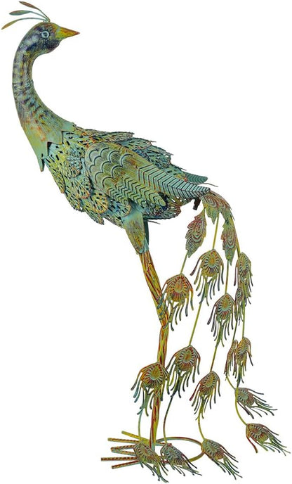 26" Metal Peacock Garden Outdoor Statue Decor, Vintage Yard Art Peacock Sculptures Outside Decoration for Home Patio Lawn Backyard, Gift for Moms Grandma Women