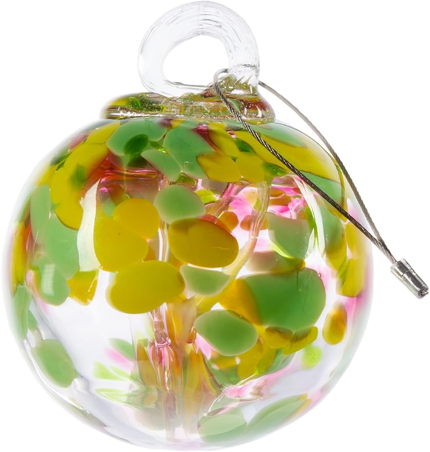 Dale Tiffany Hand Blown Glass, 3" Diameter Blossom, Tree of Life Collection, Witch Globe Hanging Garden Indoor/Outdoor Decorative Ornament Gazing Ball