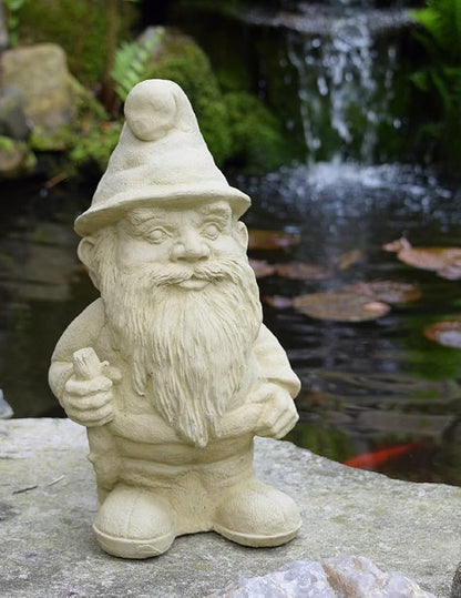 Modern Artisans Woodland Gnome Cast Stone Garden Statue, 12", American Made