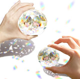 2 Pack Clear Crystal Ball Prism Window Rainbow Maker Window Prisms Suncatcher for Feng Shui, (80mm+60mm)