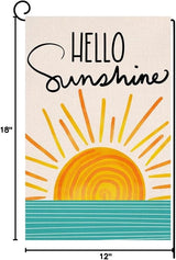 Hello Sunshine Summer Garden Flag 12x18 Vertical Double Sided Farmhouse Holiday Outside Decorations Burlap Yard Flag BW285