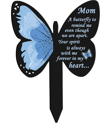 Geosar Mom Memorial Stakes Cemetery Grave Plaque Stake Markers Memorial Butterfly Plaques for Outdoors Sympathy Garden Stake Acrylic Waterproof Garden Grave Decoration(Elegant Style)