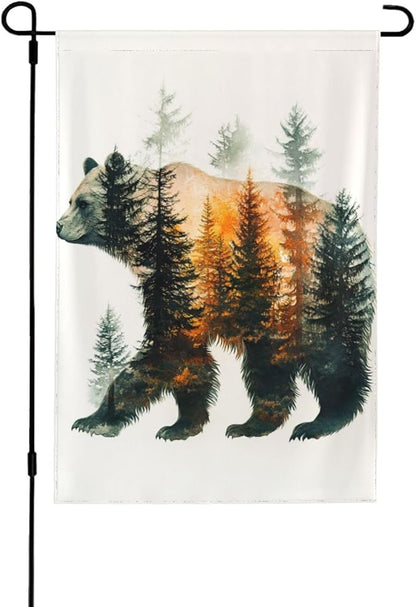 Bear Garden Flags 12×18 Inch Forest Double Sided Decorative Yard Banner Seasonal Flag for Outdoor Outside Decor