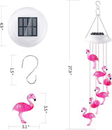 Solar Flamingo Flamingo Wind Chimes, Birthday Gifts for Mom Grandma Dad, IP65 Waterproof Memorial with 7 Color Changing LED Lights, Outdoor Decor Garden Yard Decorations