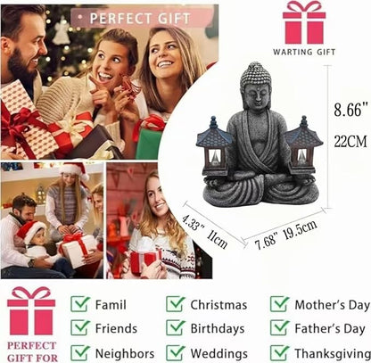 Buddha Statue for Home and Outdoor Decor Solar Powered Flickering LED,Garden Light,Courtyard Zen Meditation Spiritual Room Decor- Buddha Decor Outdoor-Ideas Gifts for Women, Mom