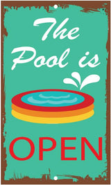 Fastasticdeals The Pool is Open Novelty Funny Metal Sign 8 in X 12 in
