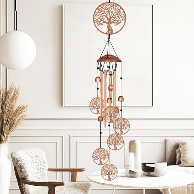 Large Aluminium Wind Chimes 33" Outdoor Deep Tone Memorial Wind Chime with Tree of Life Wind Catcher, Sympathy for Loss of Loved Mom Father,Metal Wind Chimes for Garden Patio Home Decor