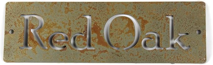 Classic Metal Garden Markers Clearance Items 20 to 33 Inches Tall (Red Oak Hanger with holes at sides, Naturally Rusted)