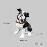 Outdoor English Bulldog Dog Statue with Interchangeable Welcome sign and Detachable Solar Lantern –LED Light Garden Dog Sculpture Décor Garden Statue Outdoor dog statue Cute Puppy Yard Porch Gift