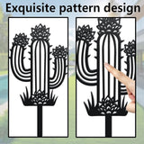 WADORN Cactus Metal Decorative Garden Stakes, Tropical Plant Silhouette Metal Outdoor Statues Funny Garden Ornament Gifts Black Yard Art Decoration for Outdoor Backyard Patio Lawn Walkways