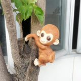 Ebrima Set of 3 Cute Animal Figurines Planter Pot Hanger Decorations, Resin Hanging Climbing Monkey Sculpture Outdoor Statues Ornaments for Flower Pot Garden Decor (3 Monkeys)
