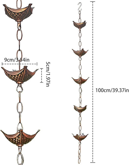 Rain Chain Copper Imitation for Gutters 3.3ft with 5 Cups Easy Install Catcher Outside Courtyards Replacement Downspout B