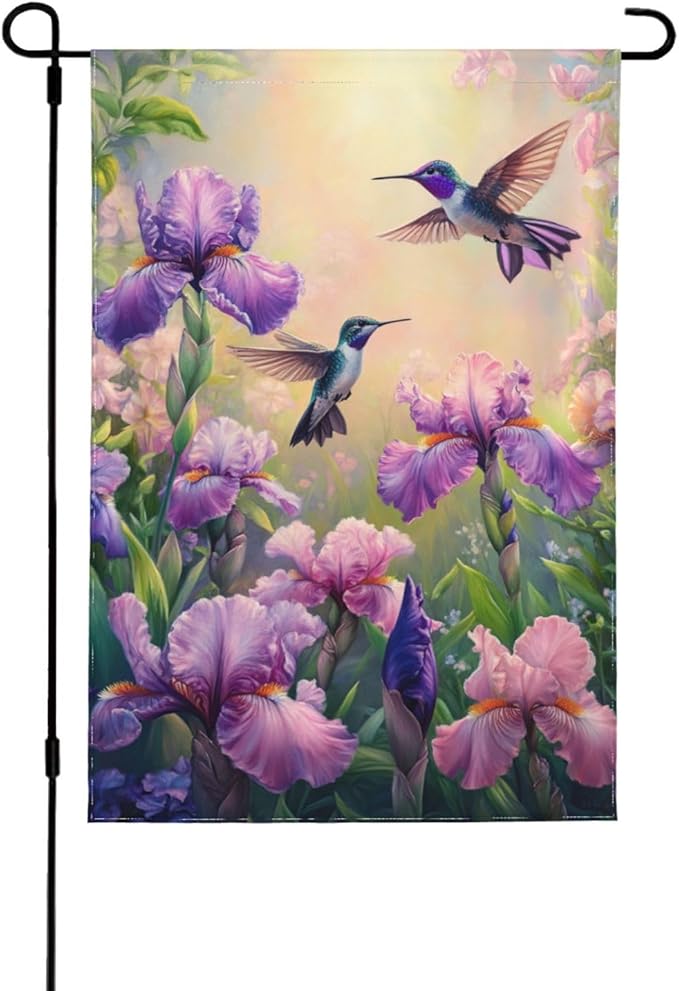 Hummingbird Haven Garden Flags 12×18 Inch Double Sided Decorative Yard Banner Seasonal Flag for Outdoor Outside Decor