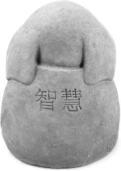 Modern Artisans Meditating Elephant - Cast Stone Garden Sculpture : Large Size, Grey Stone Finish