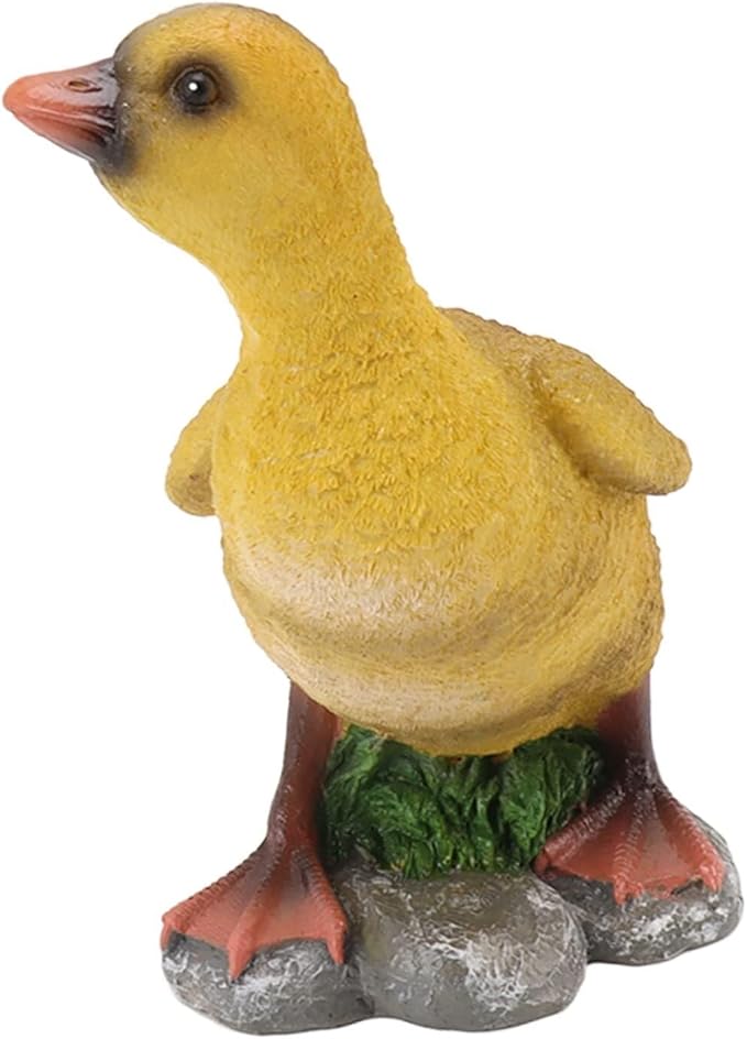 Cute Statues Resin Duck Figurine Furry Ducks True Colors Garden Statue Anti Fading Backyard Decor(Gray)