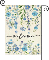 Baccessor Summer Garden Flag 12.5 x 18 Inch Funny Blue Floral Spring Small Yard Flag Burlap Double Sided Vertical Seasonal Farmhouse Wedding Yard Outdoor Decoration