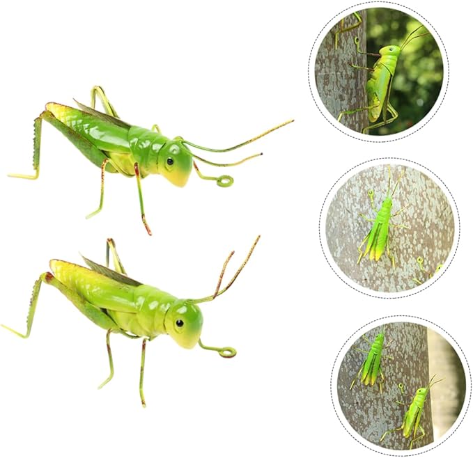 VICASKY 2pcs Iron Simulation Garden Statues Decorative Ornaments for Outdoor Landscape Patio and Home Decor Tropical Insect Figurines