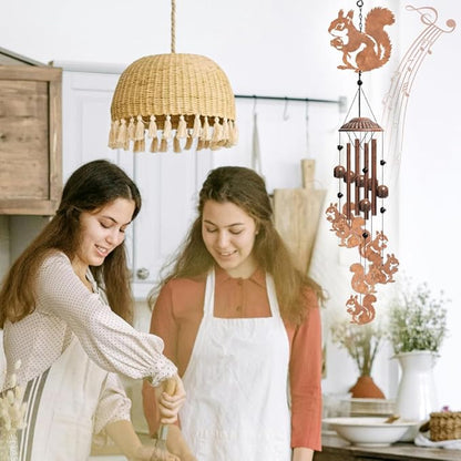 OLYCRAFT Squirrel Metal Wind Chimes Outdoors Wind Chime Sympathy Memorial Windchime Outdoors Sympathy Windbell Memorial Presents Hanging Windbell for Patio Backyard Home Garden Yard Decor - 30 Inch