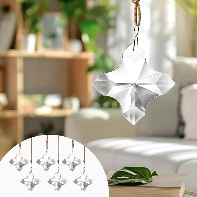 2.7in Hanging Crystal Cross Prisms Ornaments for Easter Tree Window Hanging Glass Ornaments for Home Office Car Decor