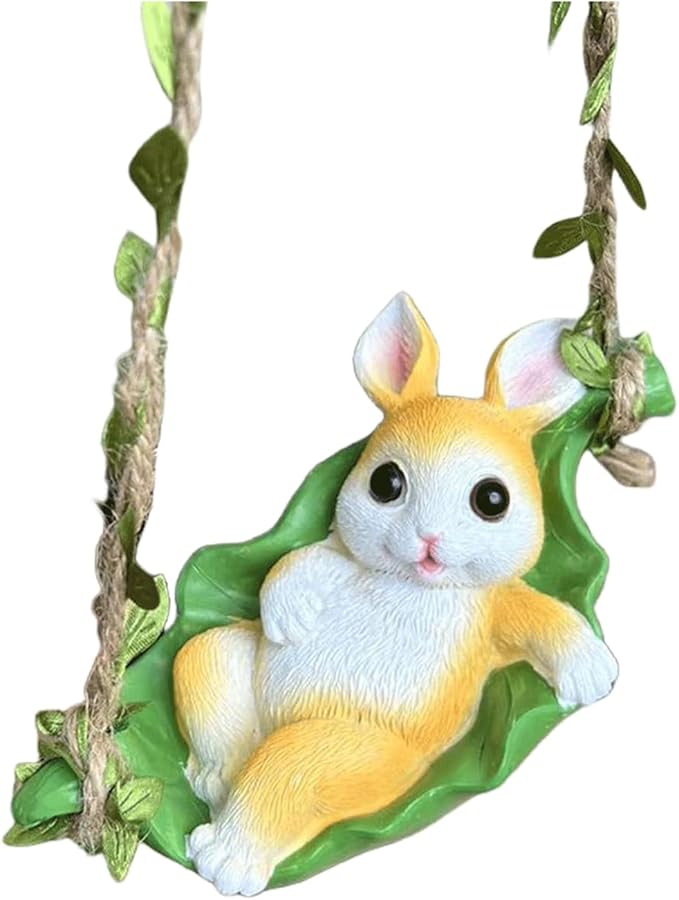 Garden Statues for Outside Yellow Rabbit Outdoor Garden Statue 15x8x9 cm Resin Yard Decor Unique Outside Statues for Yard and Garden Indoor and Outdoor Decoration Gardening Gifts