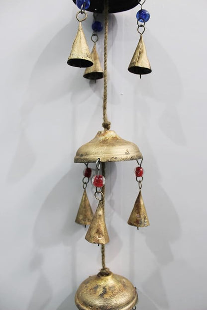 Mango Gifts 36 Inch Metal Bell Wind Chimes – Rustic Hanging Bells with Jute Rope for Indoor, Outdoor, Garden, Patio & Porch Décor