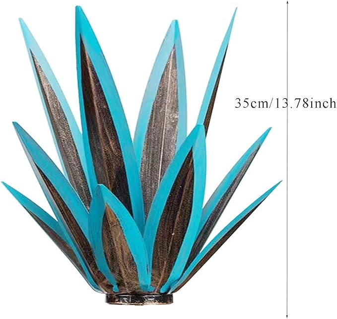 Tequila Rustic Sculpture, Metal Agave Plant Home Decor, DIY Hand Painted Metal Agave, Garden Yard Sculpture Lawn Home Art Decoration Statue, Garden Ornaments Outdoor Decor (Blue)