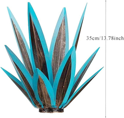 Tequila Rustic Sculpture, Metal Agave Plant Home Decor, DIY Hand Painted Metal Agave, Garden Yard Sculpture Lawn Home Art Decoration Statue, Garden Ornaments Outdoor Decor (Blue)