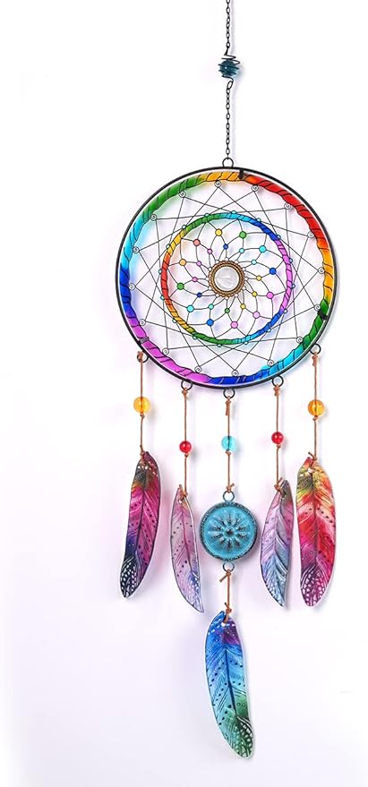 SEINHIJO Metal Arrow Wind Chimes Sandblasted Glass Decor Wall Art Memorial Gift for Outdoor Indoor Mom 21.7 Inch