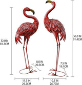 32-36 Inch Yard Flamingos Garden Statues, Metal Flamingo Outdoor Decor, Vibrant Flamingo Statues for Lawn, Backyard, Porch, Patio, Set of 2