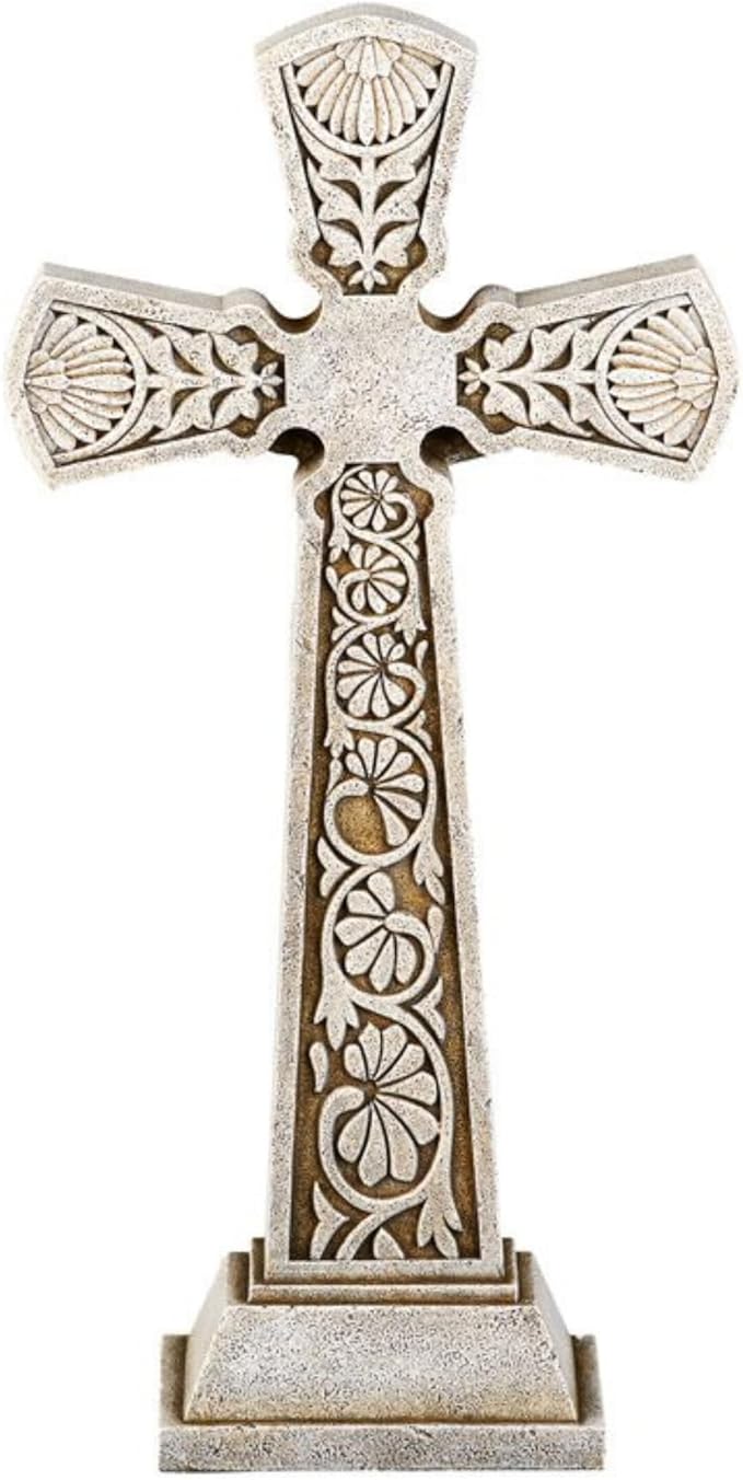 Avalon Gallery Garden Crucifix Statue, Stone Resin Outdoor Religious Décor, 23.5" Tall x 9" Wide