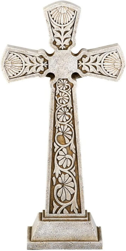 Avalon Gallery Garden Crucifix Statue, Stone Resin Outdoor Religious Décor, 23.5" Tall x 9" Wide
