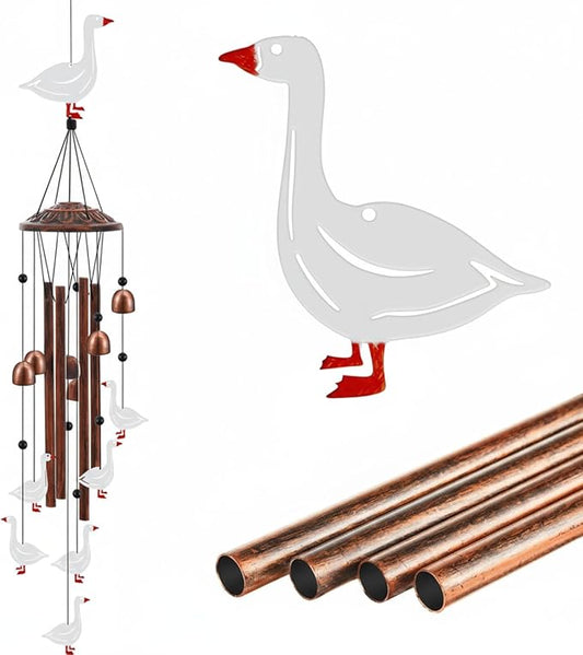 Arrowbash Goose Wind Chimes for Outside 34" Metal Windchimes Outdoors Valentine Goose Gifts for Women Men Mom Memorial Birthday Housewarming Festival Yard Patio Porch Geese Garden Decor